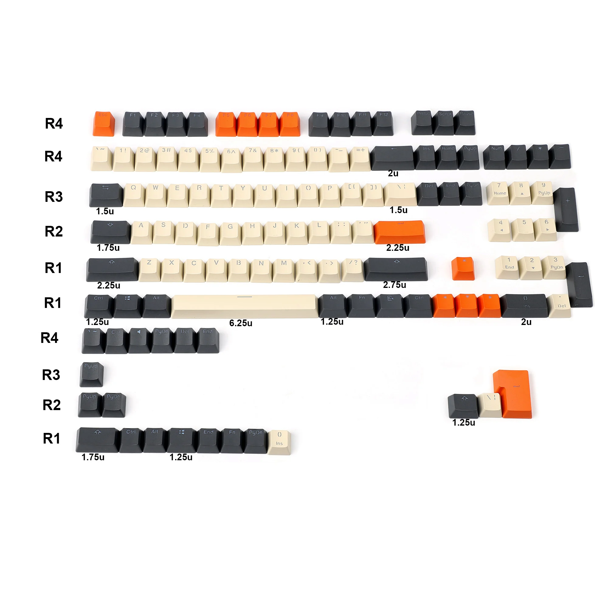 Imagem -06 - Oem 124 Keycap Duplo Tiro Brilhar Através Pbt Carbono Miami Cor Keyconjunto Ansi 96 84 68 64 Keycaps para Teclado Mecânico