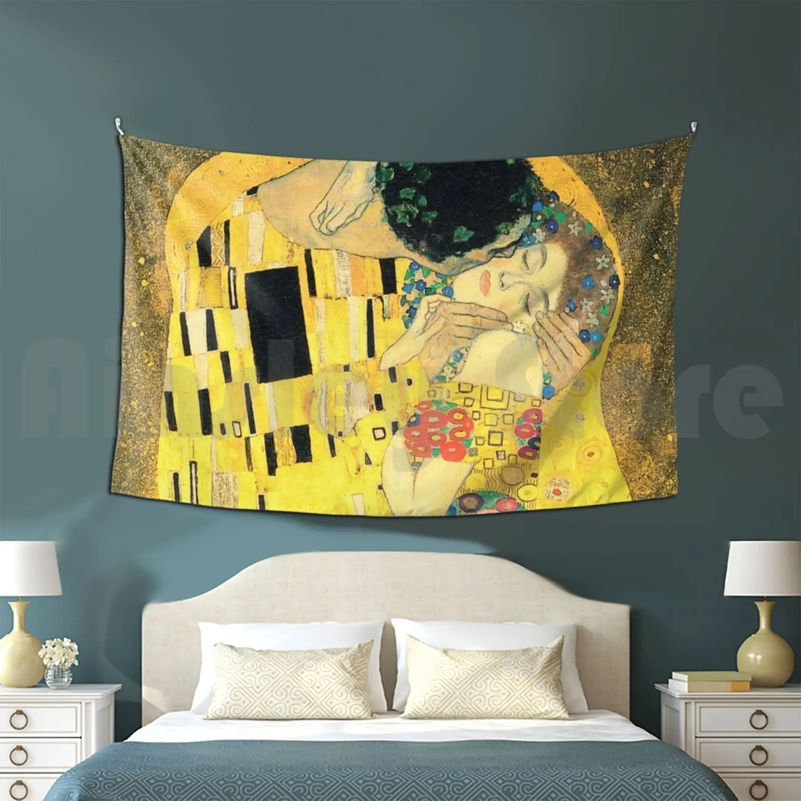 The Kiss Closeup-Gustav Klimt Customized Tapestry The Kiss Klimt Gustav Klimt Romantic Romance Kissing