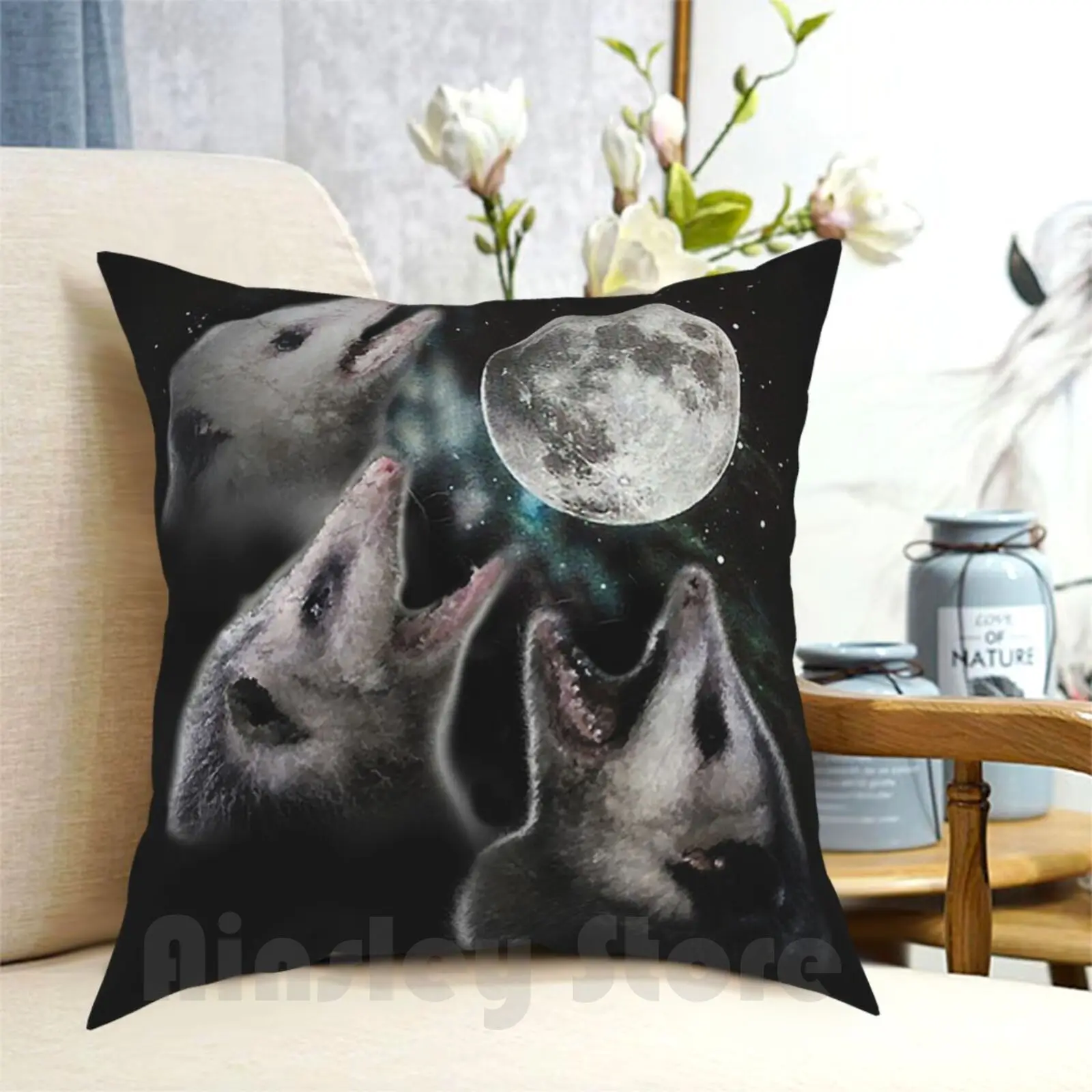 3 Opossum Moon Pillow Case Printed Home Soft Throw Pillow Opossums 3 Opossum Moon Moon 3 Possum Triple Moon Screm Scream