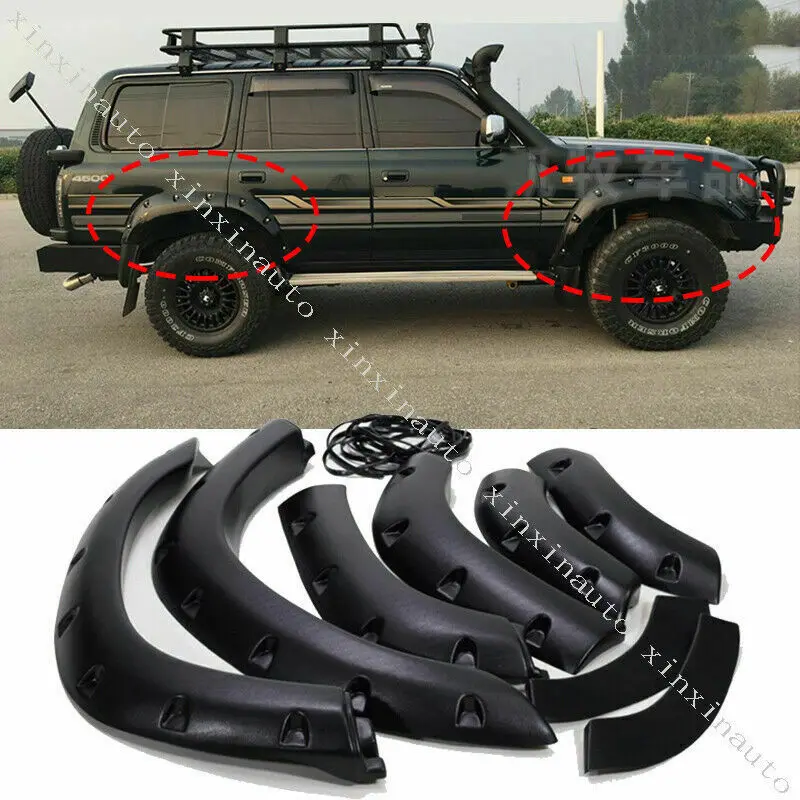 

Fits For Toyota Land Cruiser LC80 FJ80 1991-1997 Car ABS Fender Flares Wheel Arch Matte Black Moulding Styling Accessories 6PCS