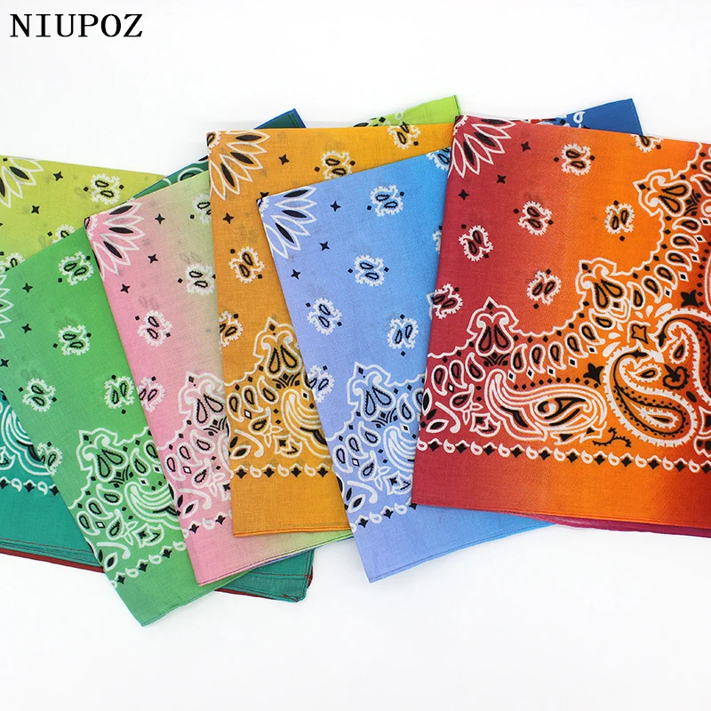 Neue Mode Hip Hop 100% Baumwolle Bandana Square Schal Gradienten Farbe Paisley Stirnband Gedruckt Für Frauen/Männer/Jungen/mädchen