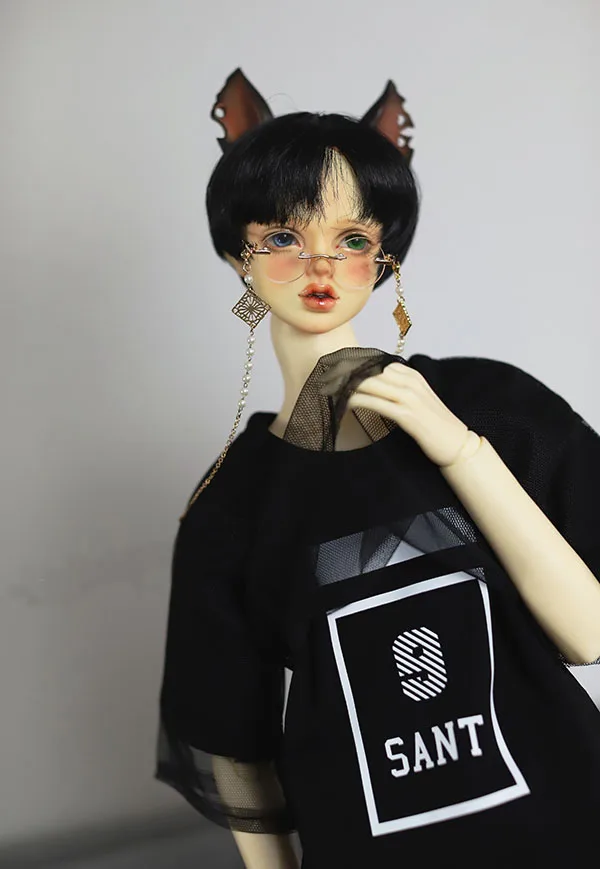 

BJD clothes mesh stitching shirts fake two-piece printed double-layer T-shirt for 1/3 BJD SD17 SSDF doll accessories