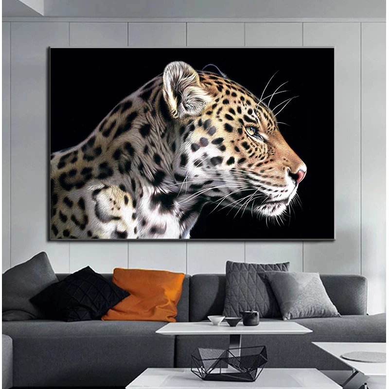 Animal Wall Art Tiger Leopard Canvas Painting Modern Popular Poster Interior Home Decoration Mural(No Frame)