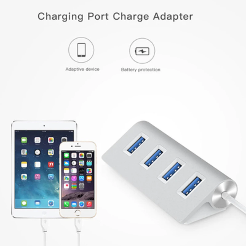 CHYI Hub Usb Multi Port 2.0 4 Port, aksesori komputer Mini adaptor Aloi aluminium pemisah Hab Usb kecepatan tinggi untuk ponsel pintar