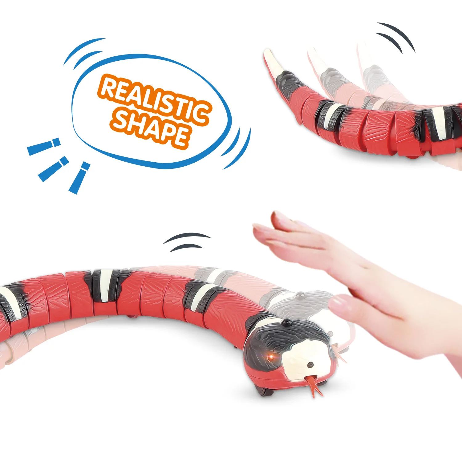 Smart Sensing Snake Cat Toys Electric Simulation Snakes Cats Interactive Toys USB Rechargeable Pets Kids Toy  Funny Novelty Gift