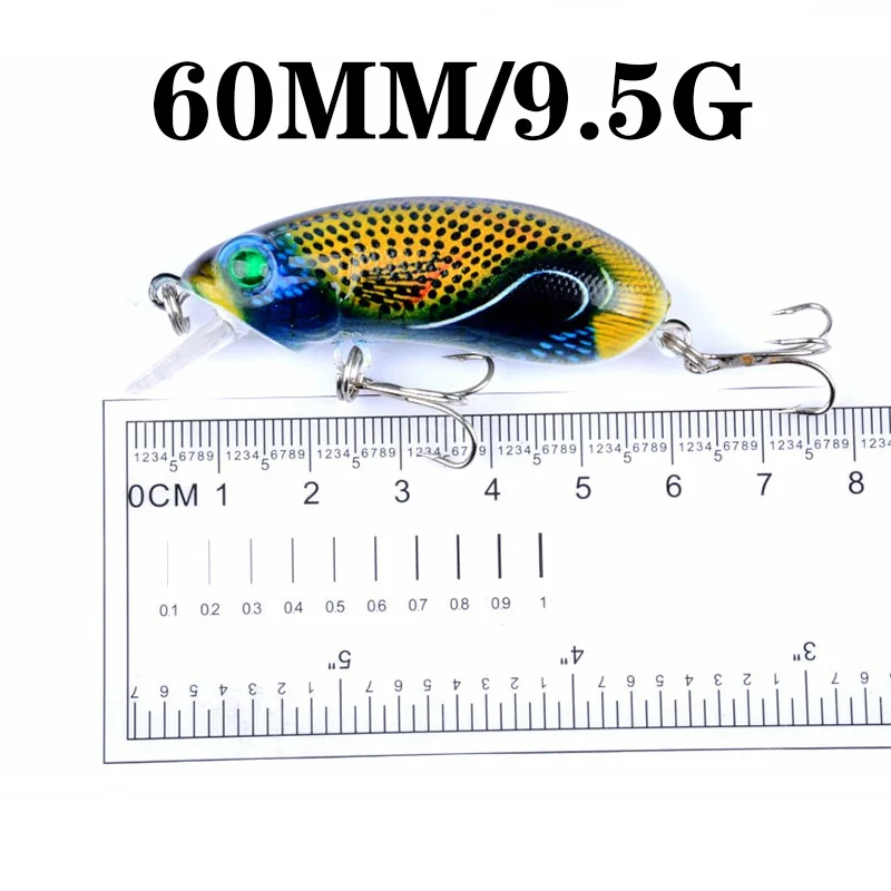 1Pcs Fishing Hard Lures 6cm 9.5g Sinking Slowly Minnow Wobblers Artificial Bait With Treble Hooks Bass Crankbait Swimbait Tackle