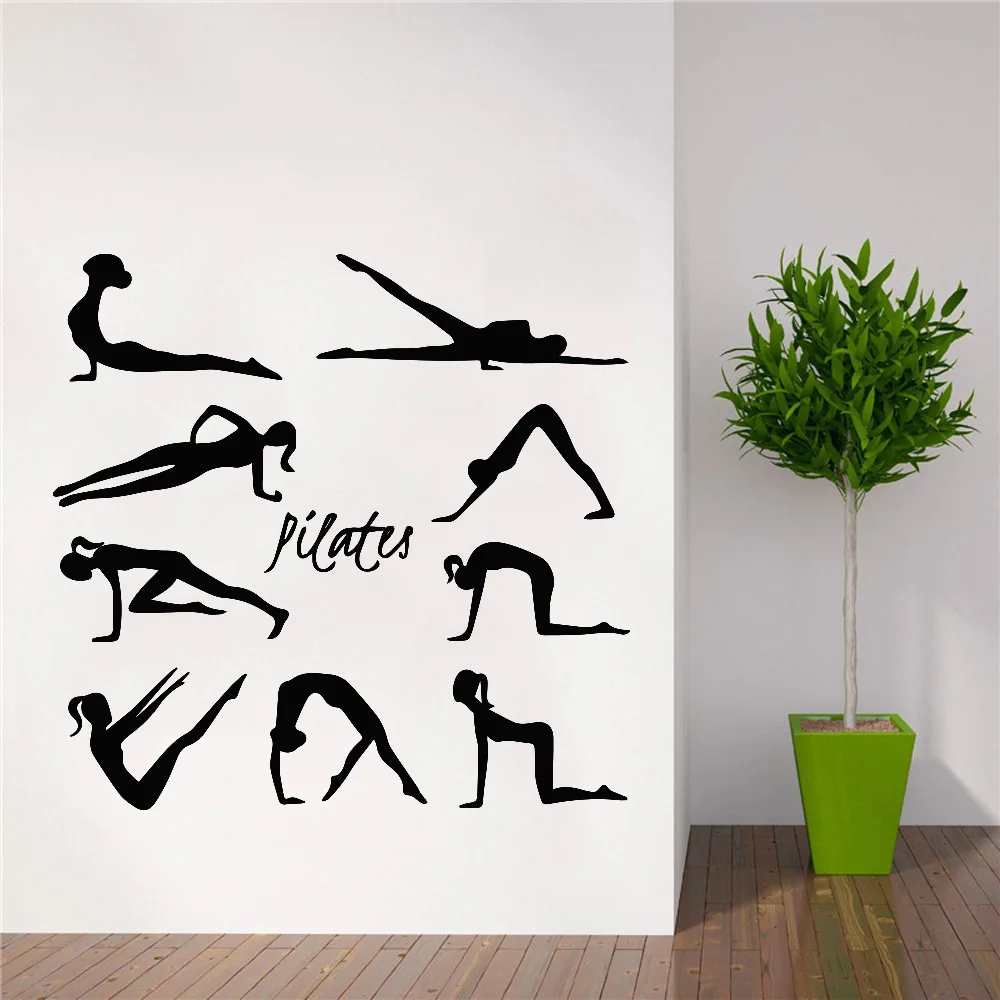 Piękno pilates naklejka ścienna winylowa dekoracja artystyczna do studia jogi dekoracja pokoju sypialnego naklejki naklejki Mural