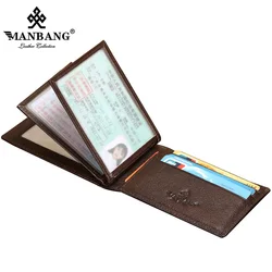 ManBang New Card wallet Holder Male Leather Vertical Card Holder Holder Driver’s License Leather short Wallet high quatity