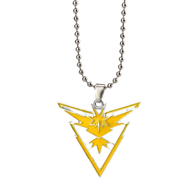 Fashion Jewelry Necklace Anime Metal Team Valor Mystic Instinct Logo Pendant Bead Chain for Fans