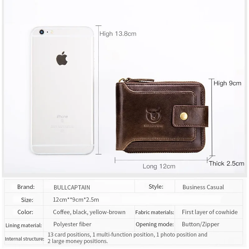 Men's Wallet short Coin Purse Soft Vintage Women Purses Large Clutch Fashion Genuine Leather Zipper wallet Card Holder carteira