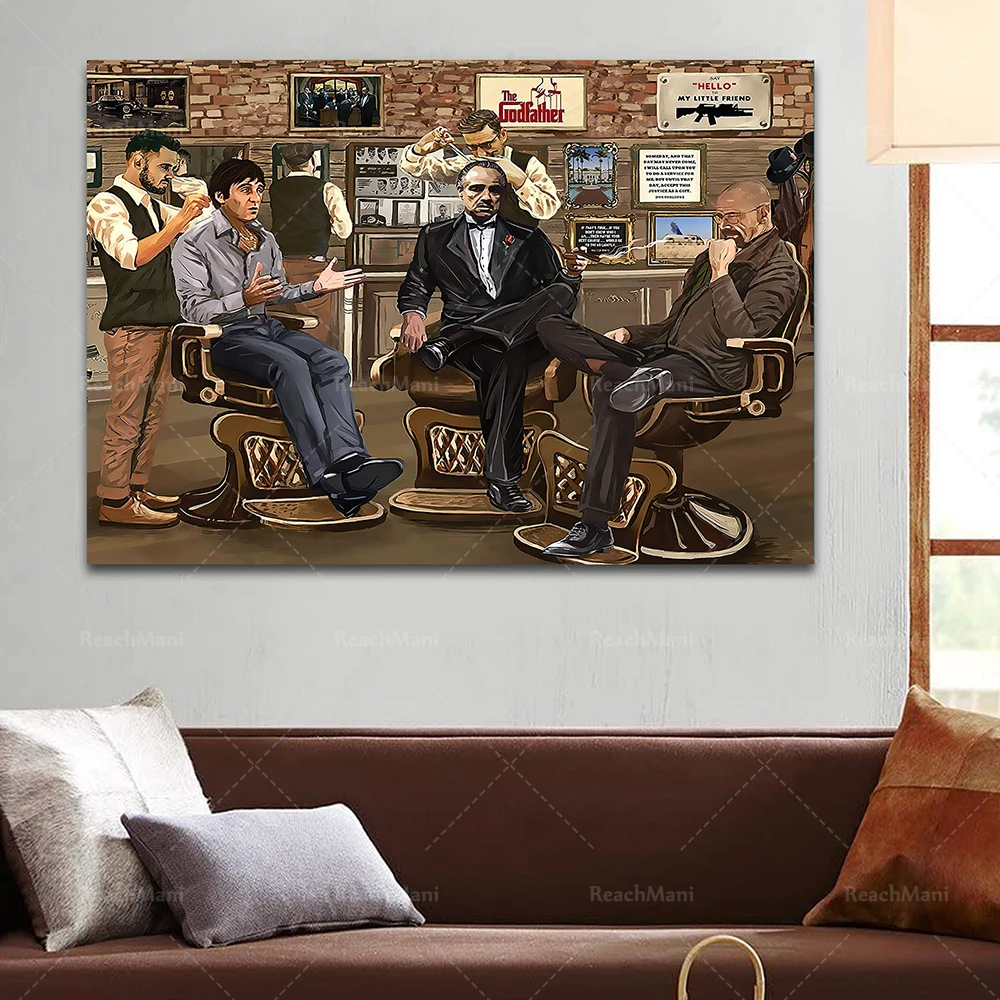 

Barbershop canvas movie, godfather movie, movie lover's gift