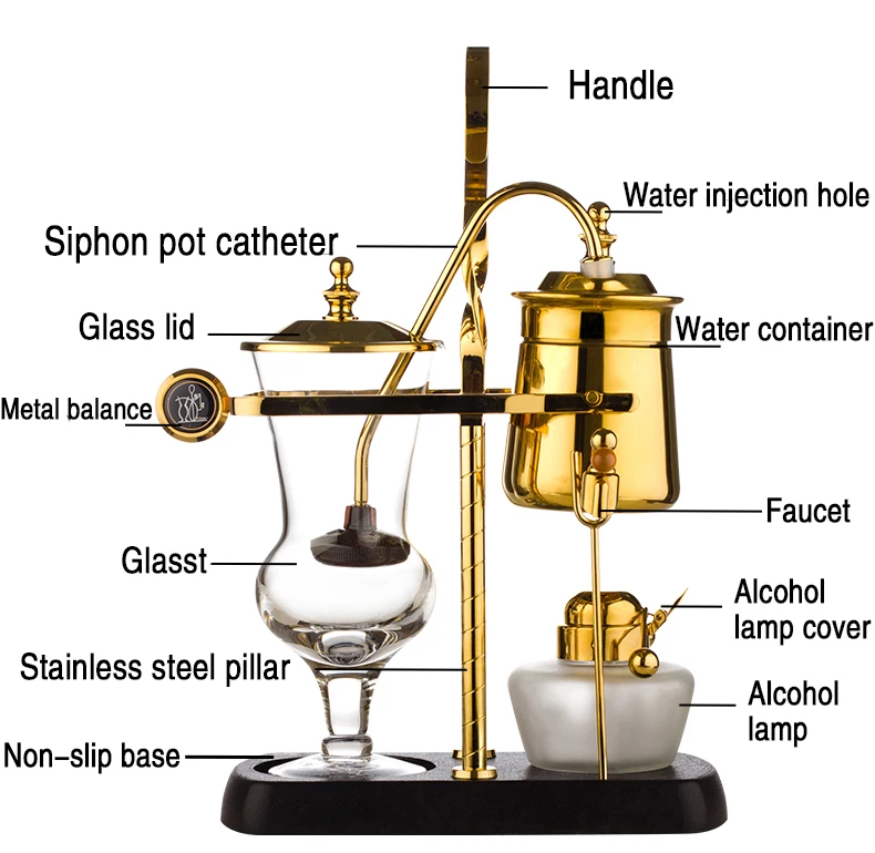 Belgischer Kaffee-Siphon-Topf, Zubehör, belgisische Kaffeemaschine, Handtopf für Kaffee/Tee, belgischer Topf, Zubehör, belgische Alkohollampe – Detail 5