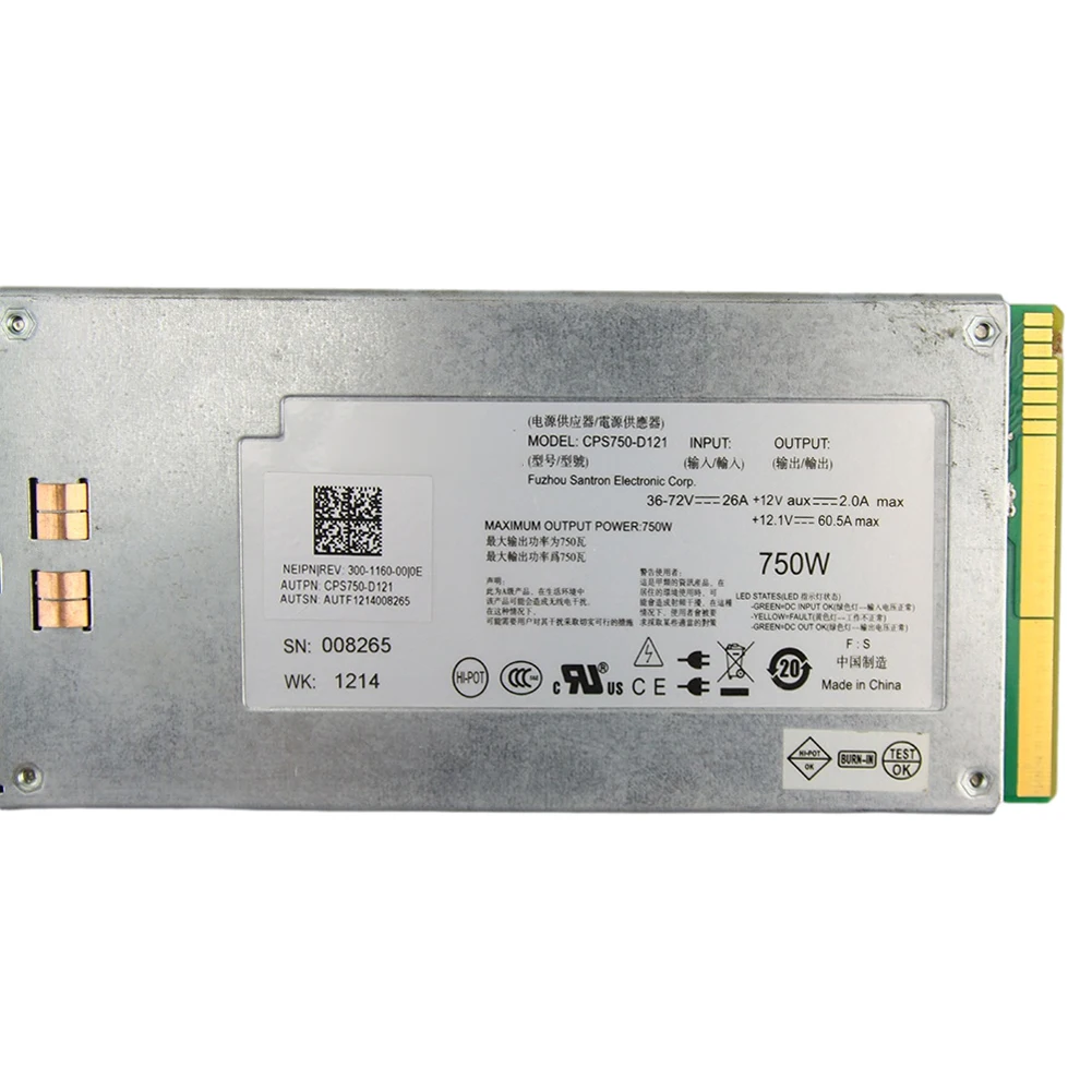 750W Server DC Power Supply for DELL R510/R910  CPS750-D121 6GTF5 Psu
