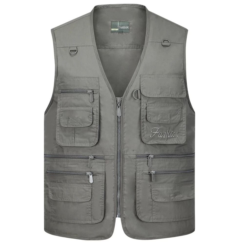 

Summer Quick Dry Thin Vest Male With Many Pockets Casual Classic Multi Pocket Military Green Photographer Baggy Work Waistcoat