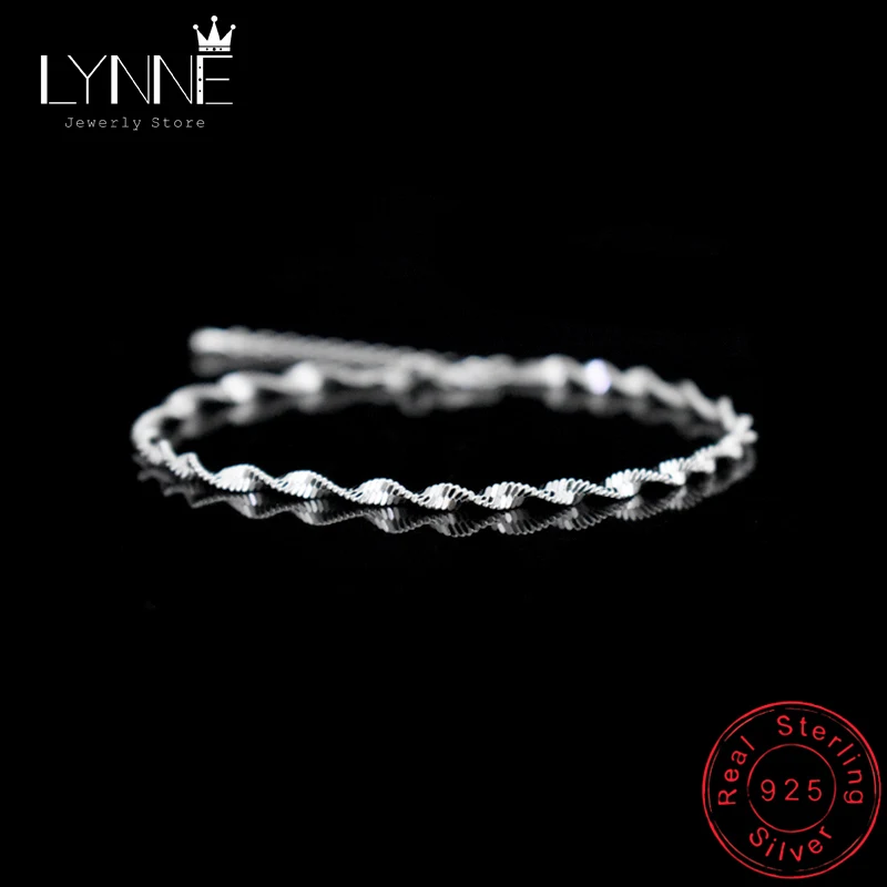 Nowe mody proste skręcone bransoletka z motywem fali 925 Sterling Silver delikatny Spin wzór łańcuch ręczny kobiety i dziewczyny biżuteria bransoletki prezent