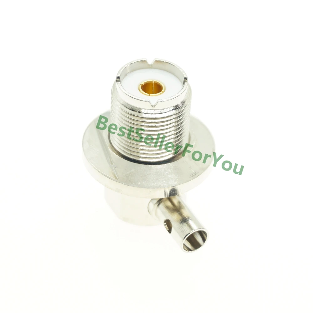 

UHF Female SO239 SO-239 Jack Right Angle Solder 2 hole Connector 90 degree LMR195 RG58 RG400 RG142 Cable b