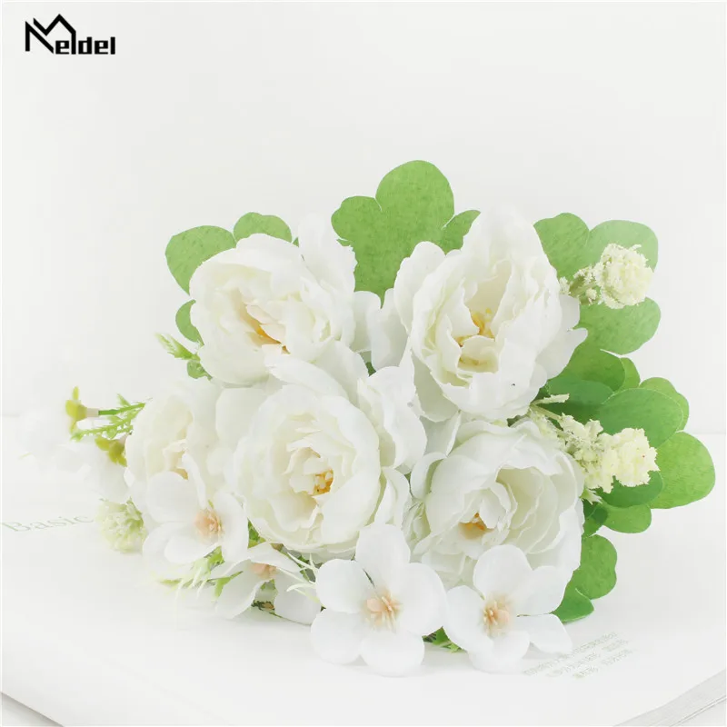 2021 Beautiful Peony Hydrangea Hybrid Bouquet Artificial Silk Flowers Small bouquet flores Home Party Spring Wedding Decoration