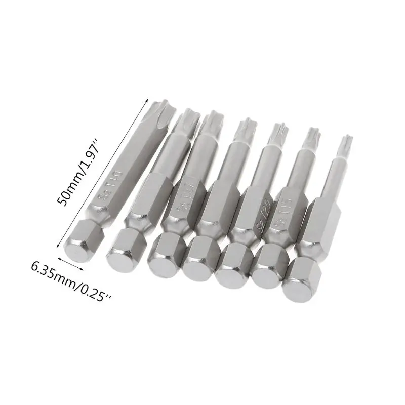 7Pcs Star Drill Bits Screwdriver Magnetic Shank Hand Tools Five-pointed Star Bore T10-T40