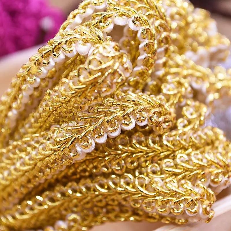 10m/lot Lace Trim Ribbon Gold Silver Centipede Braided Lace DIY Craft Sewing Accessories Wedding Xmas Decor Fabric Curve Lace