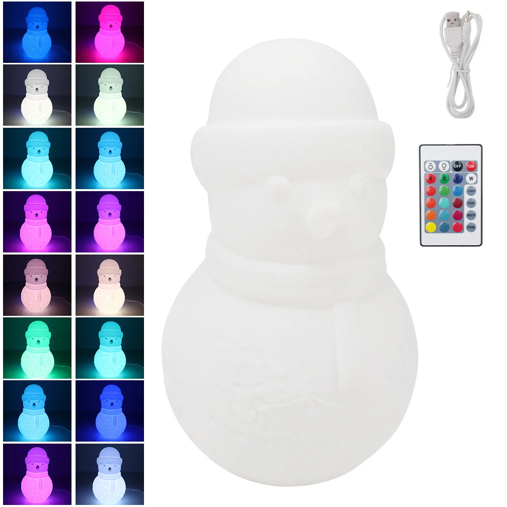 

BORUiT Snowman LED Sensor Night Light USB Rechargeable RGB 3D Print Lamp for Kid Bedroom Christmas Home Decor Study Desk Lantern