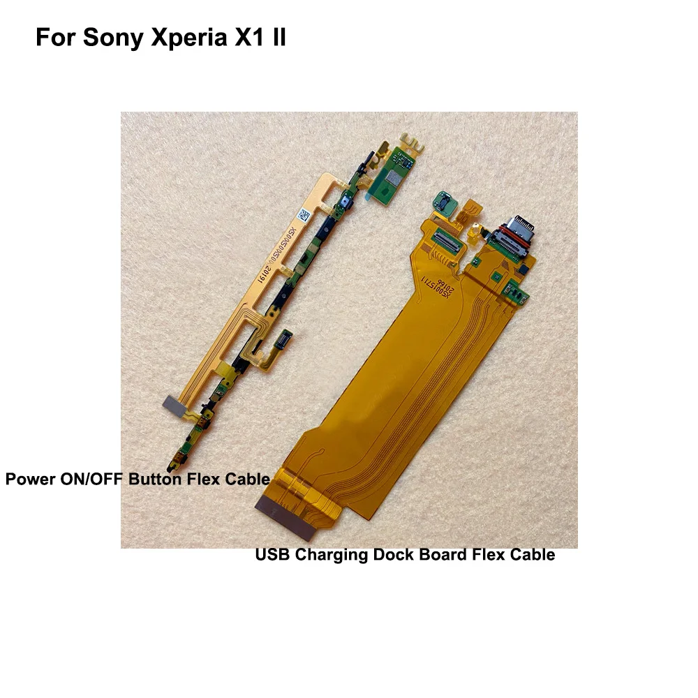 Tested Good For Sony Xperia X1 II usb Port Charger Dock Connector usb Charging Flex Cable X 1 ii Power ON OFF Flex Cable