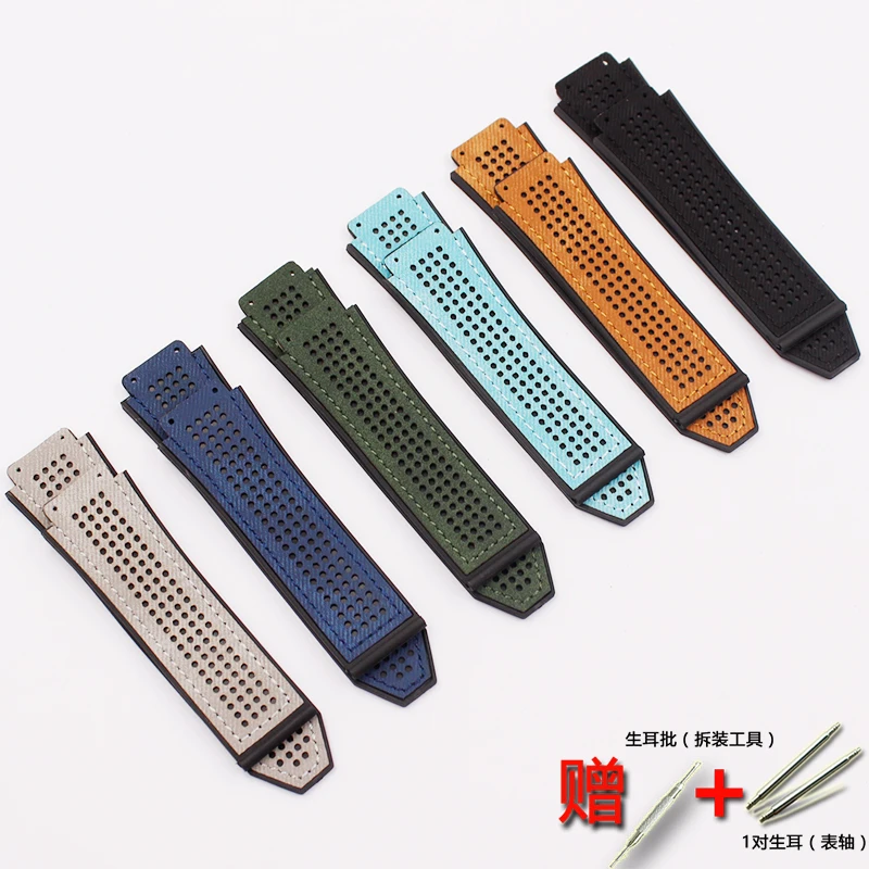 Men\'s Rubber Strap High Quality 25mm*19mm 22mm Folding Buckle Natural Silicone Strap for Hublot Women\'s Breathable Sports Strap