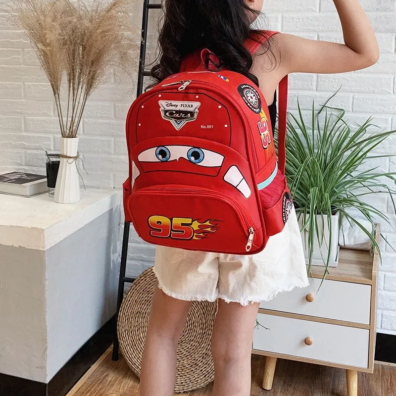 Disney Lightning McQueen Children 3D Backpack Cartoon Breathable Waterproof For 2-8 Years Old Kindergarten Boy Girl School Bag