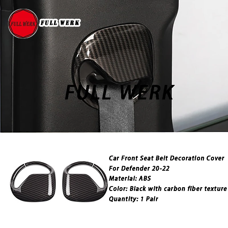 1 Pair ABS Car Front Seat Belt Decoration Cover Trim Sticker Frame Cap Protector for Defender 20 21 22 23 24 25 Interior Access