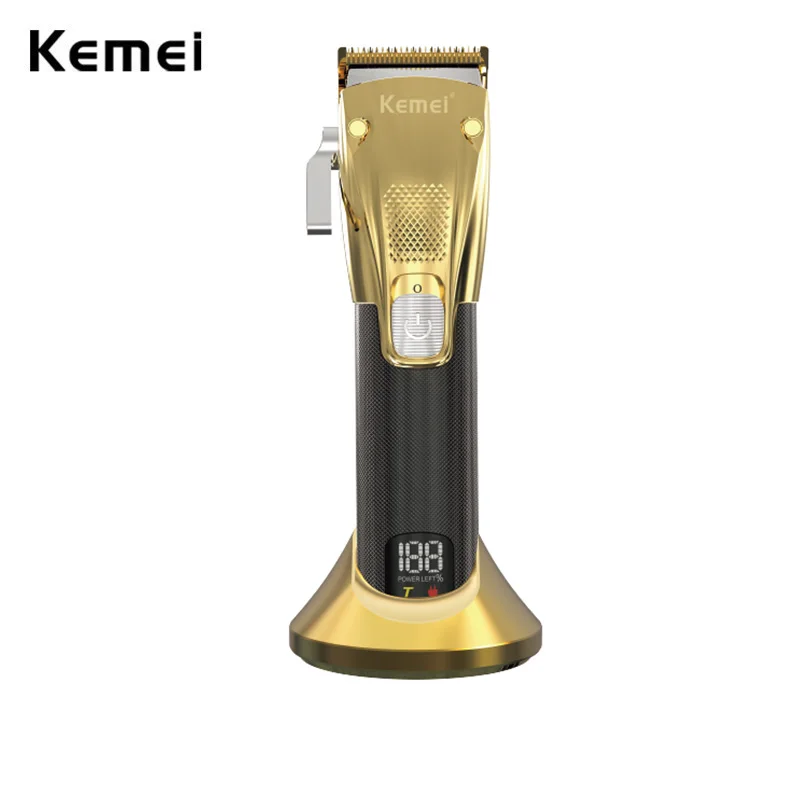 

Kemei Professional Cordless Hair Clippers for Hair Cutting Barbers Grooming Kit Hair Beard Trimmer LED Display Mower with Base