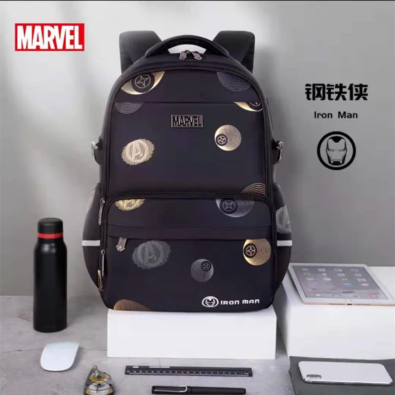 Genuine Disney New School Bags For Boys Primary Student Shoulder Orthopedic Backpack Spider Iron Man Captain America Mochila