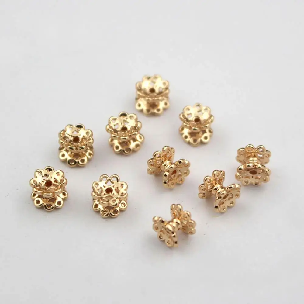 

30pcs 5x6mm Brass Metal Double Side Spacer Beads Caps Tassel Caps Tiny Charms Flower Buddhist Beads DIY Jewelry Findings