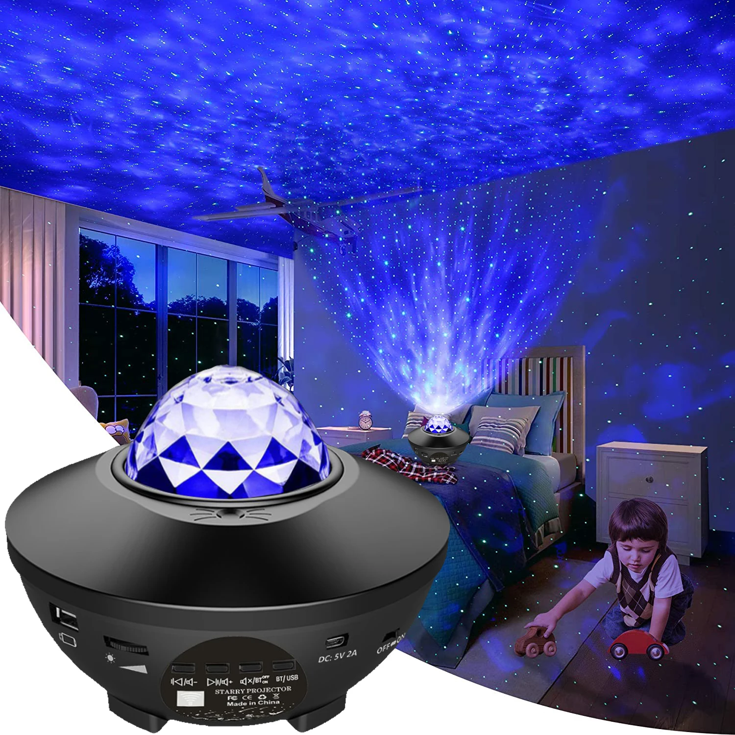 LED Star Galaxy Projector Ocean Wave Night Light Room Rotate Starry Sky Projectors Lamp Decoration Bedroom Decor Gift Party