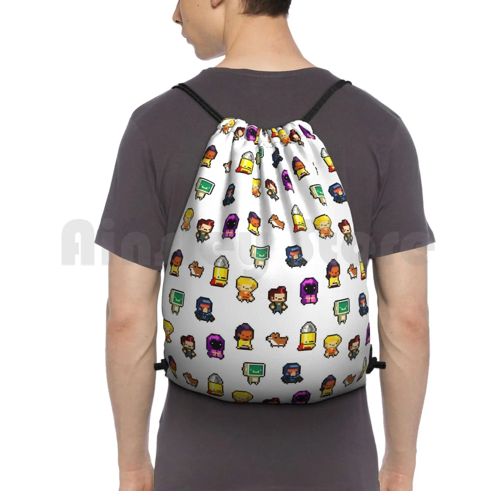 Gungeoneers Backpack Drawstring Bags Gym Bag Waterproof Gungeoneers Enter The Gungeon Hunter Dog Bullet Cultist Marine