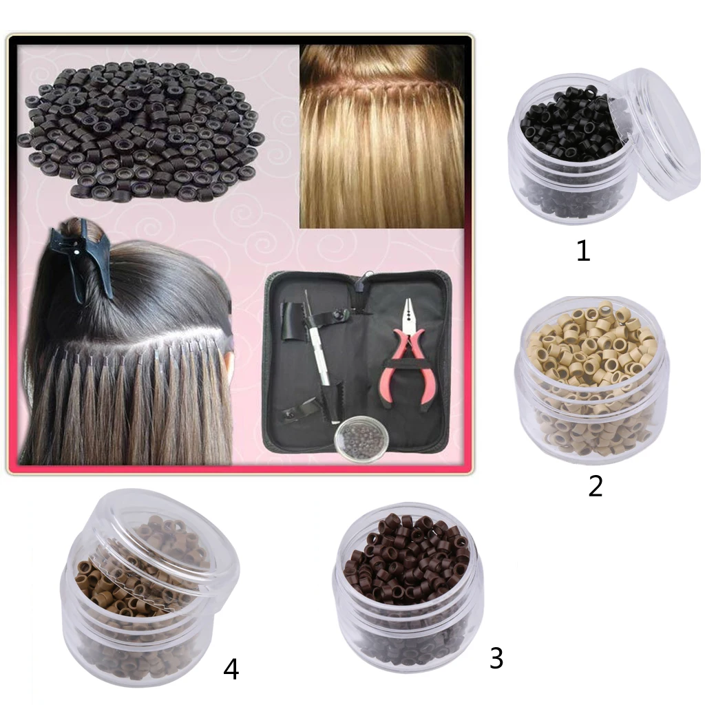 

500 pcs 5mm Silicone Lined Micro Beads, Micro Link Rings Tubes Bead Stick for Hair Extension