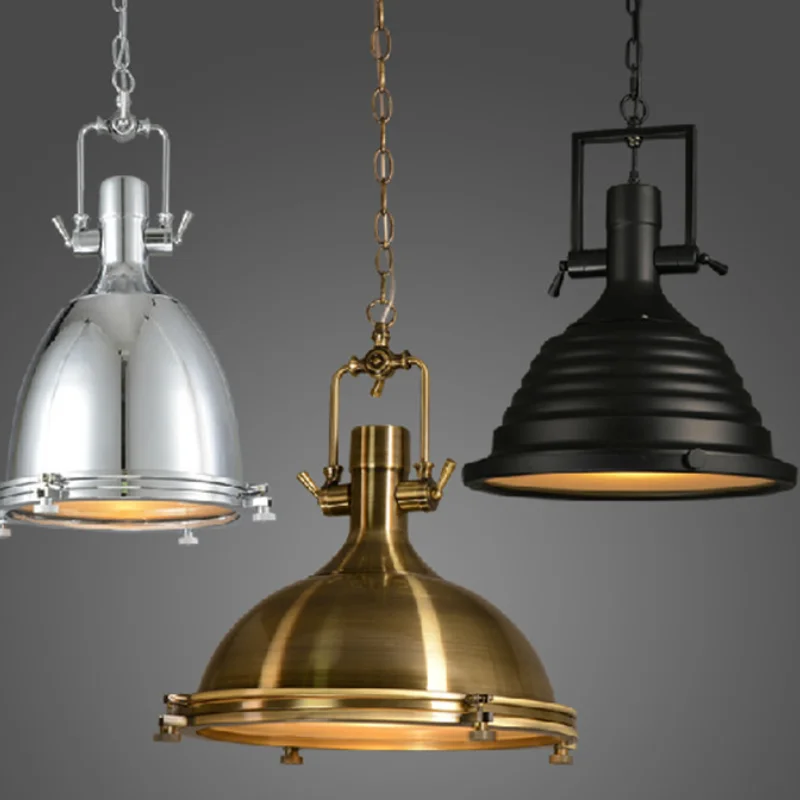 100-240v Large Heavy Lustres home Vintage Industrial Metal Lamp loft vintage black chrome pendant light big retro Kitchen lamp