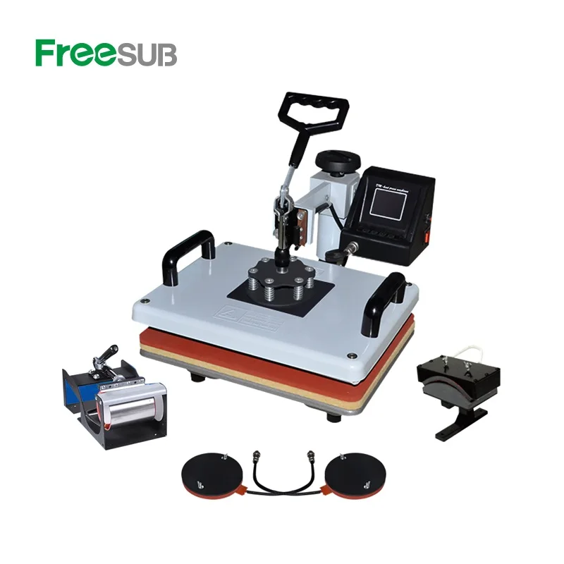 Freesub 5 in 1 combo heat press machine mug t shirt printing machine t-shirt cap sublimation machine