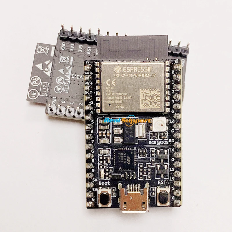 ESP32-C3-DevKitC-02 development board with ESP32-C3-WROOM-02 module