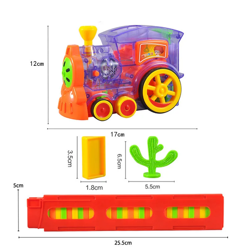 Elétrico automático deitado dominó tijolo trem blocos de construção, foguete colorido brinquedos para crianças, jogo educativo, presente