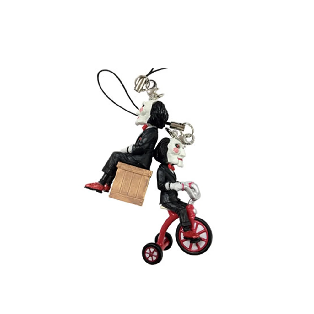 Classic Saw Billy On Bike Box  Lions Gate Terror Film Phone Bag Key Chain Figure Model Toys