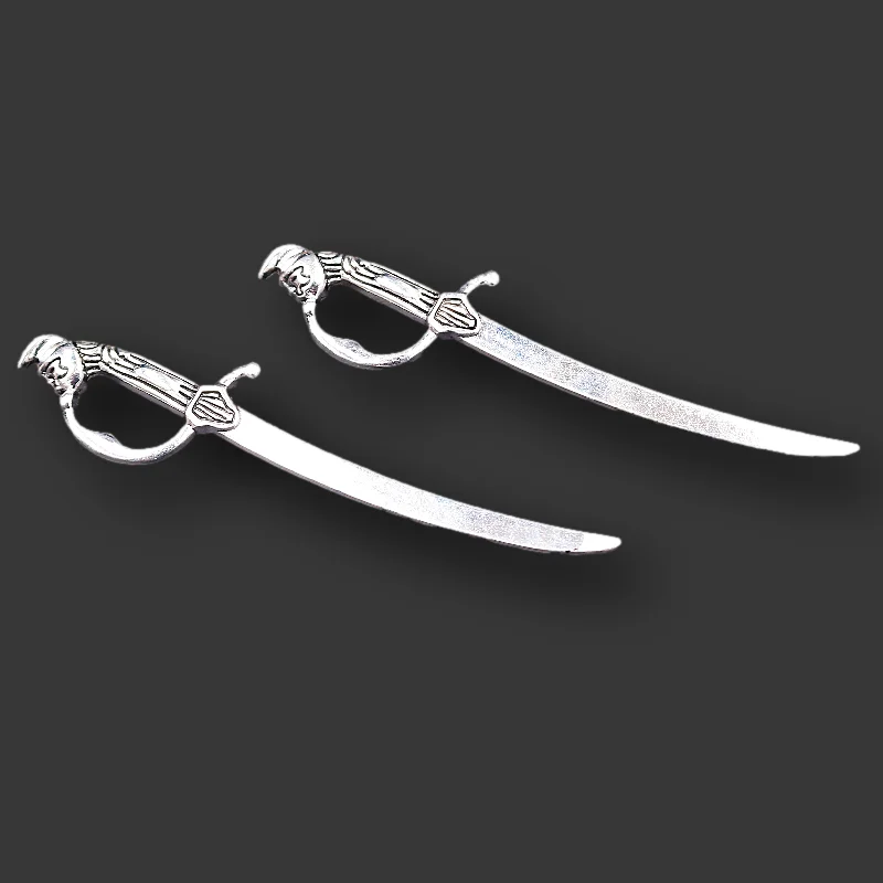 2pcs Silver Plated Knight Sabre Pendant DIY Charm Necklace Bracelet Jewelry Crafts Metal Accessories For Man 92*23mm A943