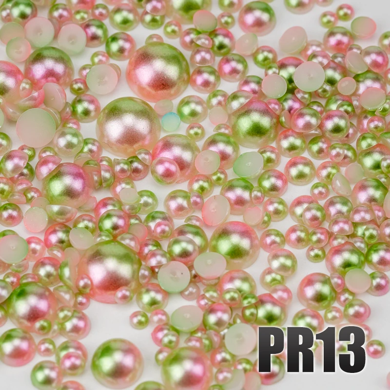 VDD 200g Großhandel, gemischte Größen 3-10mm, Meerjungfrauenfarbe, ABS-Imitationsperlen, halbrunde Flachrückseite, Perlen für Bastelarbeiten, DIY, Nagelkunst-Zubehör – Detail 15