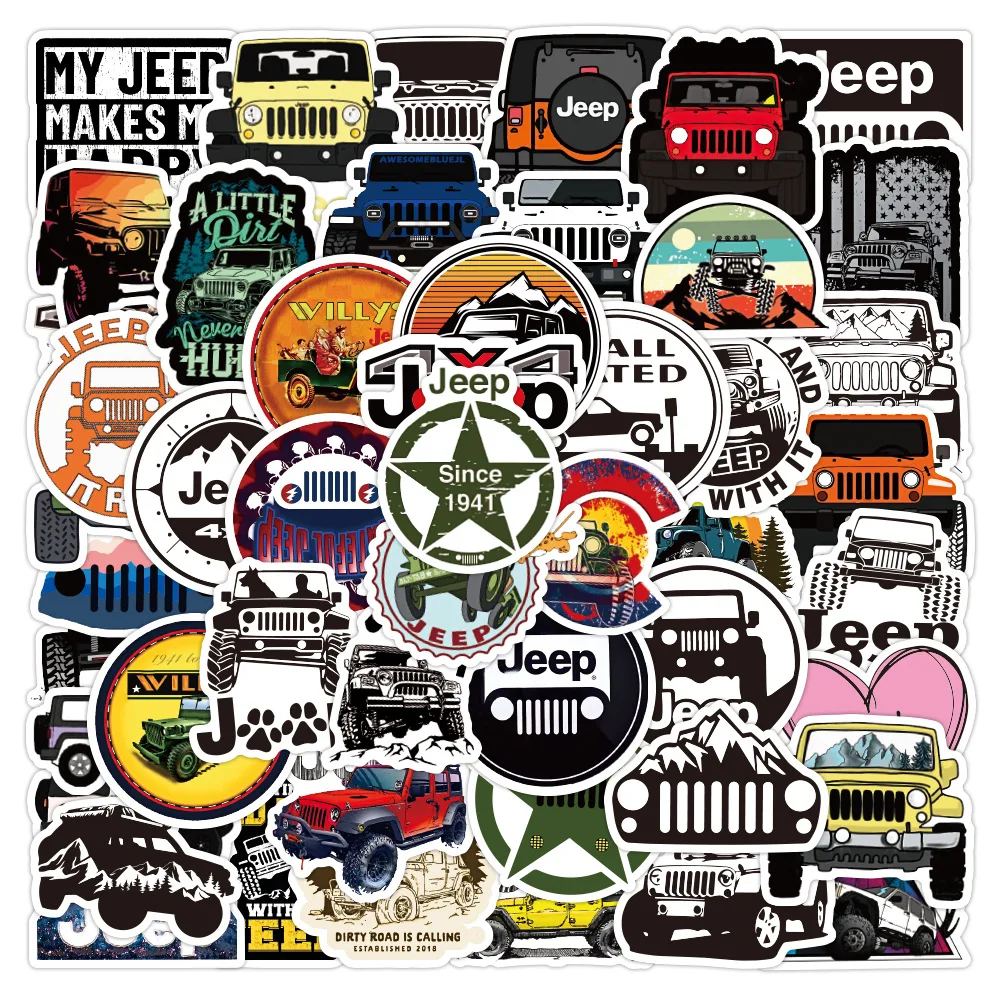 10/30/50PCS Cool Jeep Car Graffiti Stickers Car Motorcycle Travel Luggage Phone Guitar Laptop Classic Toy Waterproof Kid Sticker