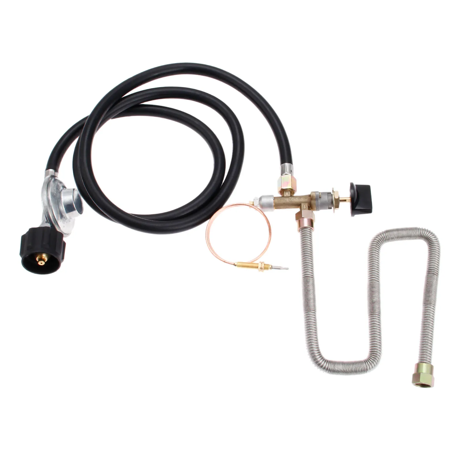 Propane Fire Pit Gas Control Valve System Kit Regulator Valve with Hose 600mm Universal M8 Thermocouple