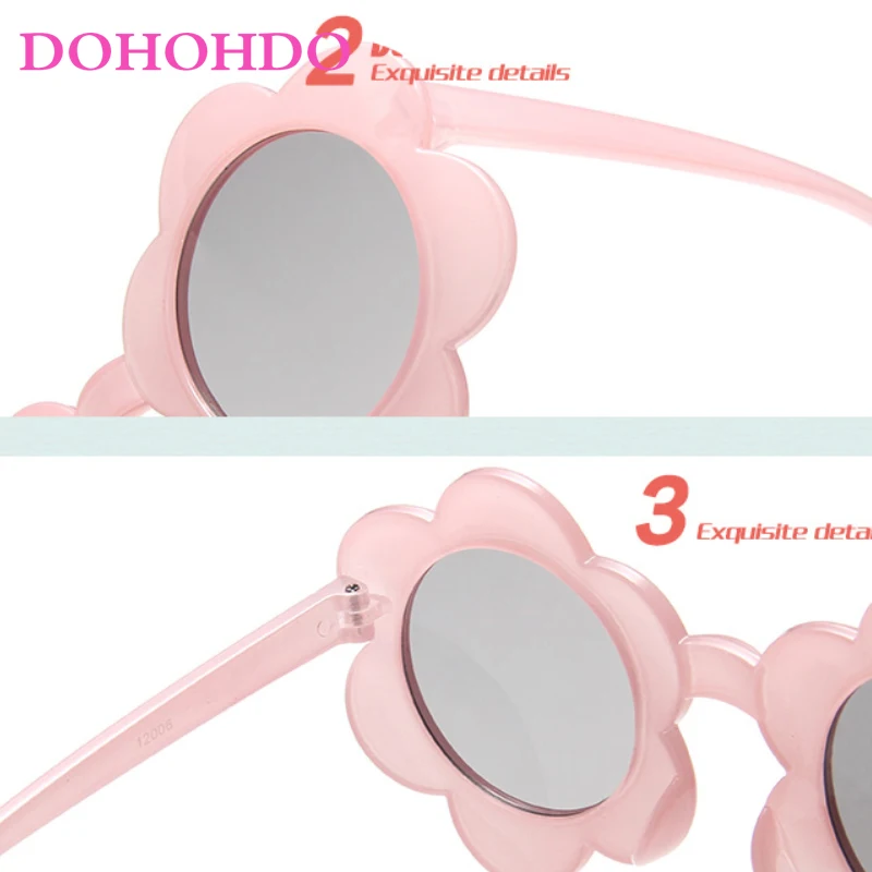 DOHOHDO 2022 Children Sunglasses Kids Cute Sunflower Sun Glasses Lovely Round Candy Color Glasses Baby Girls Oculos De Sol UV400