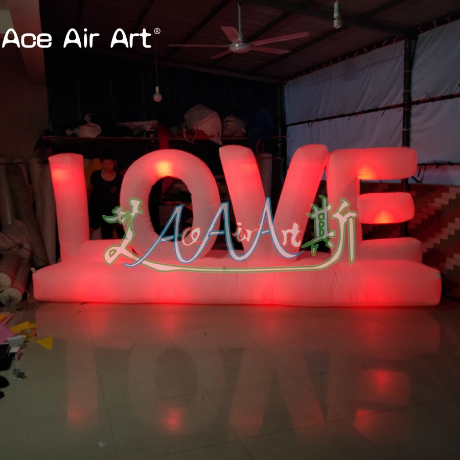 Letras de amor infláveis de iluminações coloridas com luzes para decoração de dia dos namorados e festas, decoração inflável de LED