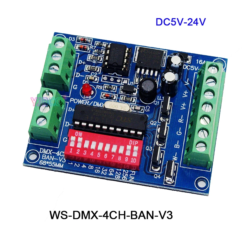 Imagem -06 - Decodificador 3ch 4ch 6ch 8ch 9ch 12ch Canal Rgb Rgbw Led Dmx512 Placa de Controlador Dmx Decodificador para Luzes Led Lâmpada 5v 12v 24v Dmx512