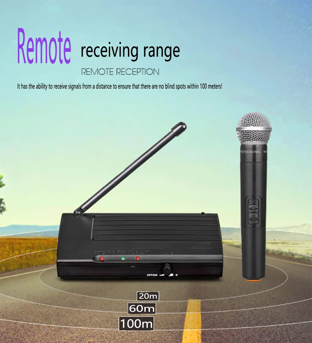 GAW-U100 المهنية UHF واحد إلى واحد ميكروفون لاسلكي محمول باليد مناسبة لأداء المؤتمر KTV