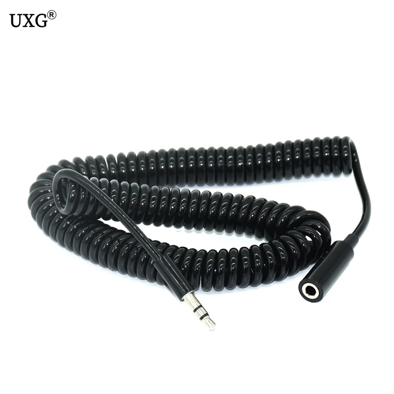 3.5mm Jack Male To Female Spring Aux Headphone Stereo Audio Extension Spring Coiled Spiral Stereo Audio Cable 60cm 250cm