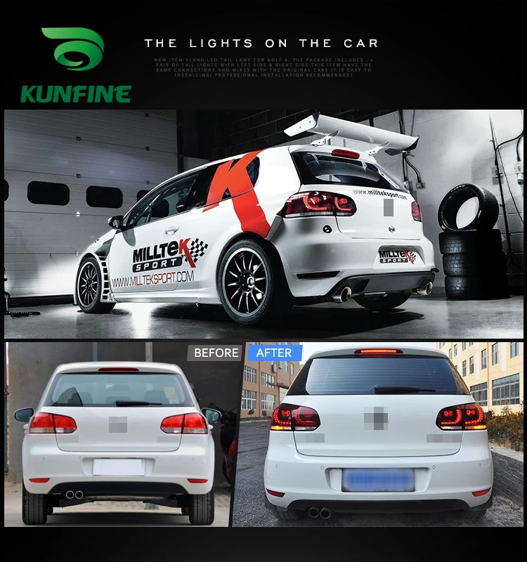 Car Tail Light Assembly For VW golf6 mk6 R20 2008-2013  Brake Light With Turning Signal Light Car led Tail light