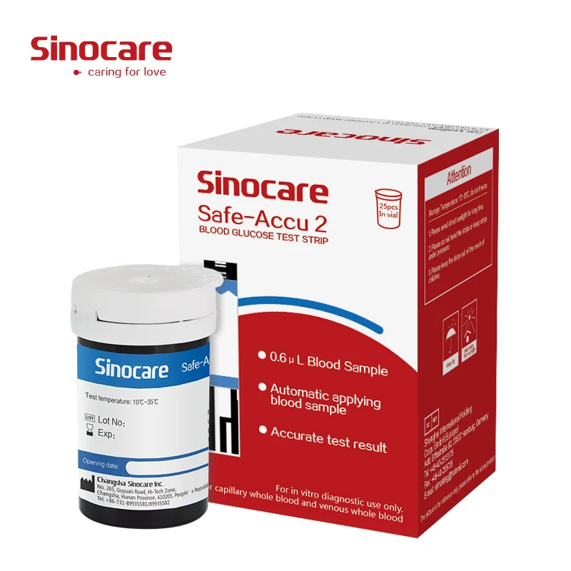 Medical Diabetes Test (50/100) Sinocare Safe-Accu2 Blood Glucose Test Strips for  Diabetics Pregnant Women